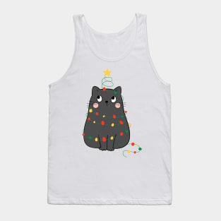 Cute Christmas Cat With Xmas Lights - Cat Lover Gifts Tank Top